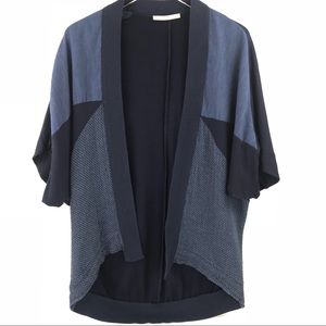 Zara | Long Open Front Cardigan Sweater (M) - Blue